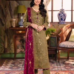 AJLP-08 EMBROIDERED TWISTED LAWN 3PCS